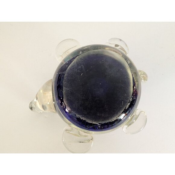 Handblown Glass Turtle Figurine With Green Fish Design & Glitter Accents - Picture 5 of 6